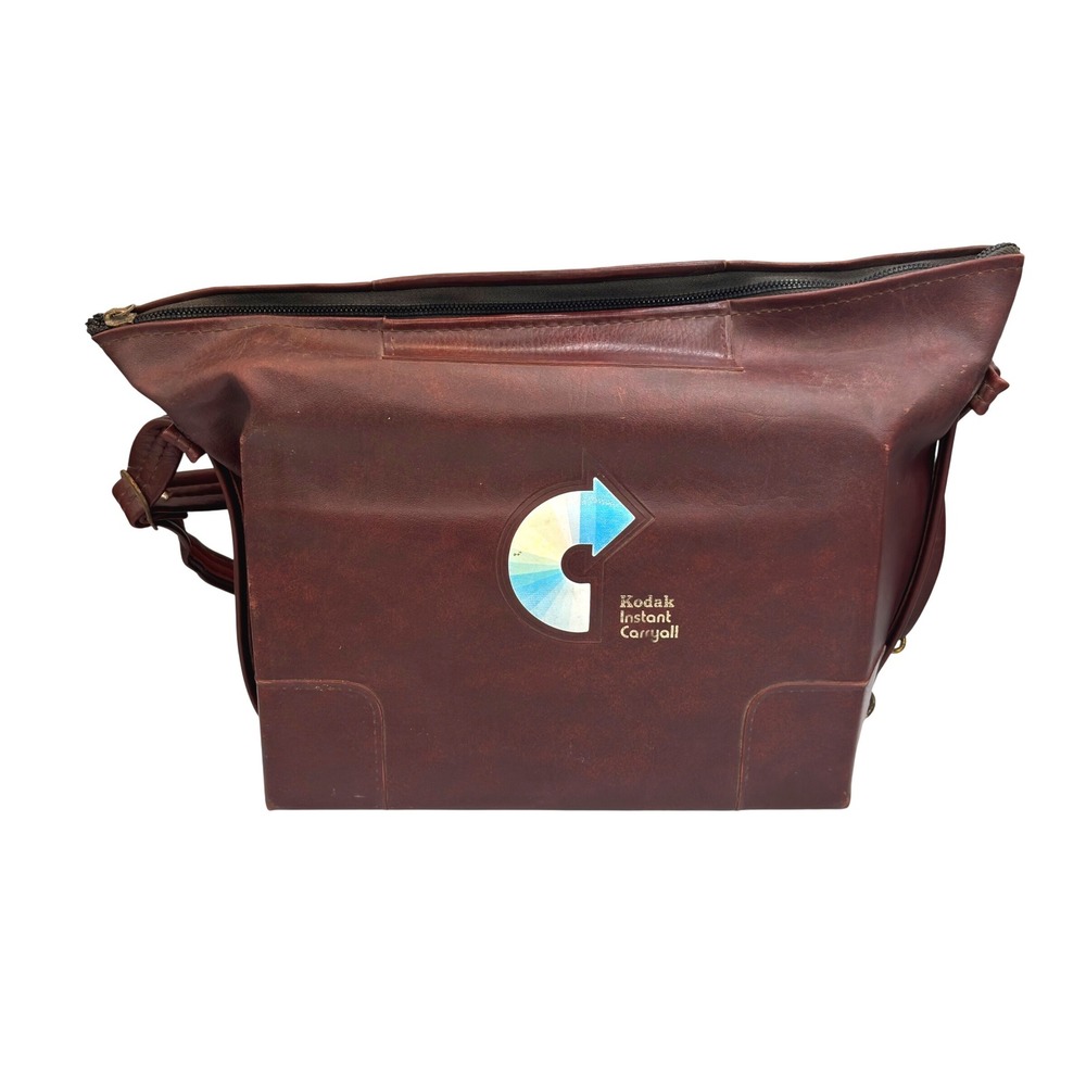 Vintage Kodak Instant Carryall Camera Bag Brown Faux Leather Shoulder Bag Retro